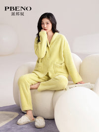 派邦奴睡衣女秋冬季2025新款摇粒绒加厚宽松抗静电女士家居服套装