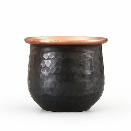 Copper Cup with Hammered Exterior Vintage Copper Tea Cup Low-Profile Drinkware for Collectors