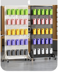 Movable Pegboard Floor Standing Storage Rack with Wheels