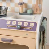 Wooden Toy Kitchen for Girls, Educational Play Kitchen with Accessories, Pretend Play Set for Girls, 33.5x21x32.3cm