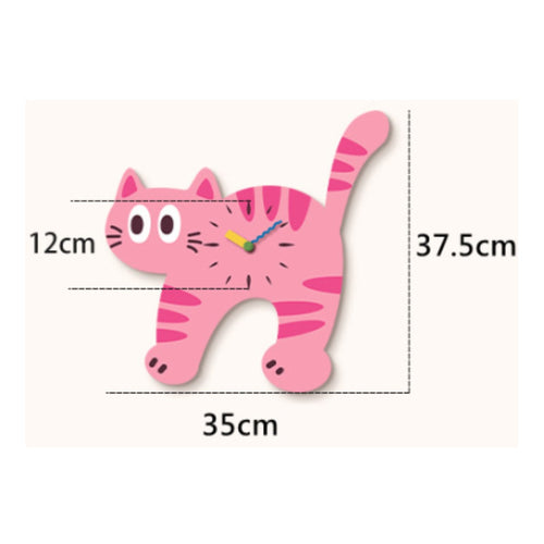 Cat Shaped Wall Clock Acrylic Material House Decoration for Kindergarten, Kids