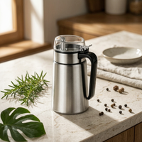 Stainless Steel Oil Pot Side Handle Flip-Top Oil Pot Easy to Clean for Cooking