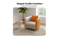 Nordic Design Upholstered Barrel Chair Luxury Design Quilted Barrel Chair High-Density Foam Cushion Commercial Furniture Skin-Friendly Material for Interior Designers, Business Owners, Reception Area, Waiting Room, Office, Bedroom