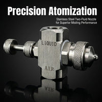 Adjustable Misting Nozzle Stainless Steel, Three-Fluid Air Atomization Spray Tip Nozzles for Dust Re - Image 2