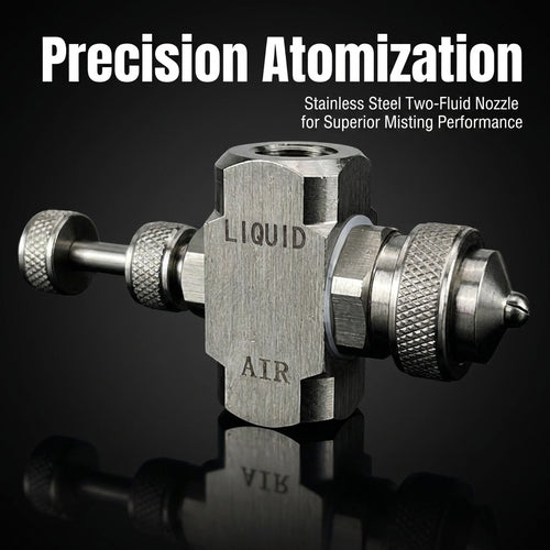 Adjustable Misting Nozzle Stainless Steel, Three-Fluid Air Atomization Spray Tip Nozzles for Dust Re - Image 2