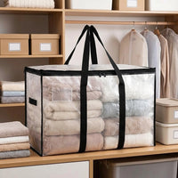 Transparent Storage Bags, Polypropylene Woven Moving Bags Bedding and Clothing, Hard-wearing Laminated Storage Bags With Carrying Straps