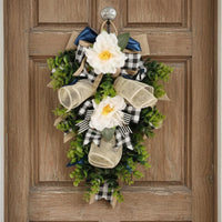 Teardrop Wreath Hanging Home Decor Eucalyptus Greenery for Wall Decoration