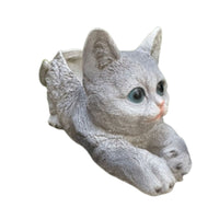 Lying Cat Planter Textured Resin Kitten Planter Kawaii for Courtyard