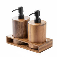 Walnut Wood Dispenser Luxury Design Refillable Shampoo Bottle for Hotel, Kitchen