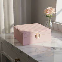 Multi-Tier Jewelry Box Soft Luxurious Textile Lining Multi-Compartment Jewelry Holder Watch and Band Storage Case for Women