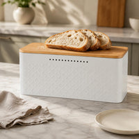 Bamboo Lid Bread Box Easy to Clean Rectangular Bread Container Food Safe