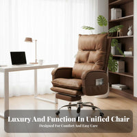 Reclining Desk Chair with Footrest 360° Swivel Lightice Furniture High Back