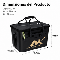 Portable Foldable Fishing Bucket, EVA 40cm, with Lid and Handle, for Bait, Small Fish and Lure, 9-12L