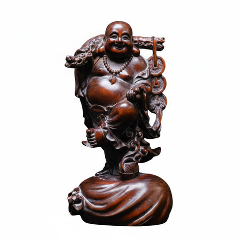 Maitreya Buddha Statue Solid Wood Boxwood Buddha Carving Collectible Ornament for Collectors