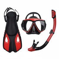 Anti-Choke Full Dry Snorkel Set Adjustable Fins Diving Mask Snorkel Fin Set Crystal Clear View Water Sports Gear Long-Lasting for Swimming