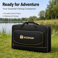 Black Oxford Cloth Fishing Bag, Waterproof Fishing Tackle Carryall, Fishing Gear Bag with Shoulder Strap, for Fishing Reels & Anglers
