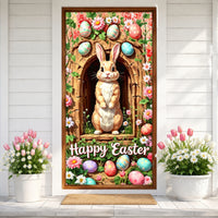 Easter Door Cover Vibrant Colors Joyful Easter Door Sign Large Size for Outdoor