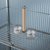 No-Mess Design Anti-Splash Bird Food Holder Easy to Clean Bird Perch with Food Bowls Long-Lasting Materials Hanging Parrot Feeder 360° Rotating for Cockatiels, Lovebirds, Small Parrots