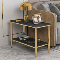 2-Tier End Table Sintered Stone Top levelTier Side Table Space-Saving Size Sturdy Construction for Apartment Dwellers
