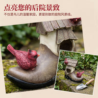 跨境新款独特靴子造型树脂户外悬挂式花园装饰鸟屋庭院创意工艺品