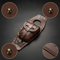 Motorcycle Tank Bag with Rivets Studded Motorcycle Tank Bag with Lanyard Strap-Closure Organizer for Cruisers Riders, Motorcyclists