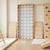 Indoor Climbing Wall System, Wooden Home Climbing Wall for Kids 4-6 Years, Playroom Climbing Wall with Holds, 5-Piece Indoor Playset for Grip Strength