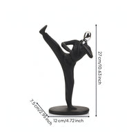 Taekwondo Sculpture with Oval Base Glossy Decor Silver-Colored for Display Shelf