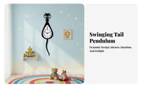 Cartoon Cat Wall Clock Decorative Piece Acrylic Cat Clock House Decoration Battery Operated Silent Movement