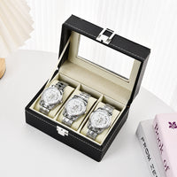 PU Leather Watch Storage Box with Window, Multiple Slots