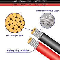 10AWG 2英尺充电线 SAE转O形圈端子快速断开线束 带15和20A保险丝