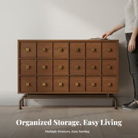 Vintage design 6-Drawer chest of drawers Sturdy Construction 6-Drawer low dresser Cabinet Mid-20th Centuryera Modern Design Chest of Drawers Easy Assembly for Homeowners, Families, Parents, Bedroom, Living Room, Entryway, Home Office