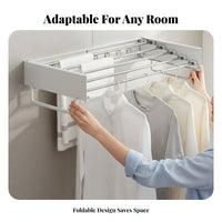 Retractable Wall-Mounted Drying Hanger Space-Saving Retractable Wall Rack