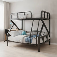 Metal Bunk Bed Space-Saving Bunk Bed Black Furniture for Students, Teens, Dorm Rooms, Small Apartments