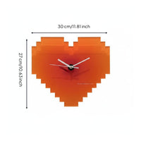 Pixel Heart Timepiece Modern Design Home Decor Sturdy Acrylic for Bedroom