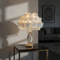 Lamp with Rose Shade Decorative Crystal Table Lamp Romantic Elegant for Women, Bedroom, Nightstand