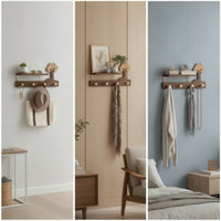 Wall-Mounted Coat Rack with Shelf Solid Wood for Foyer
