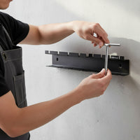 Black Steel Storage Bracket Punched Holes Sheet Metal Bracket Wall-Mounted
