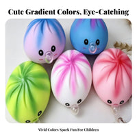 12 Pieces Silicone-Style Dumpling Squishy Toy Display Box Cartoon Face Squishy