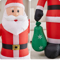 Inflatable Santa with Sack Outdoor Santa Father Christmas with Present Sack Yard Decor Giant Waving for Lawn, Porch