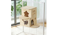 Multi-Layer Wooden Hideout Easy to Clean Double Layer Pet House Gnaw-Safe Safe