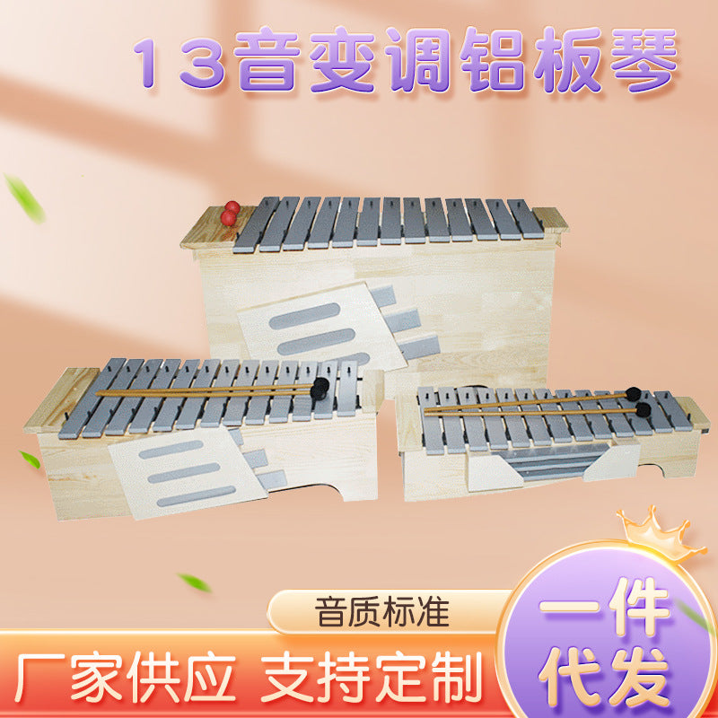 13-Note Adjustable Aluminum Plate Glockenspiel for Children, Bass