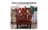 Retro Design Upholstered Wingback Chair High Back Design Tufted Single Sofa Rolled Arms Armchair Space Saving for Business Owners, Homeowners, Hotel, Photo Studio, Small Areas, Study
