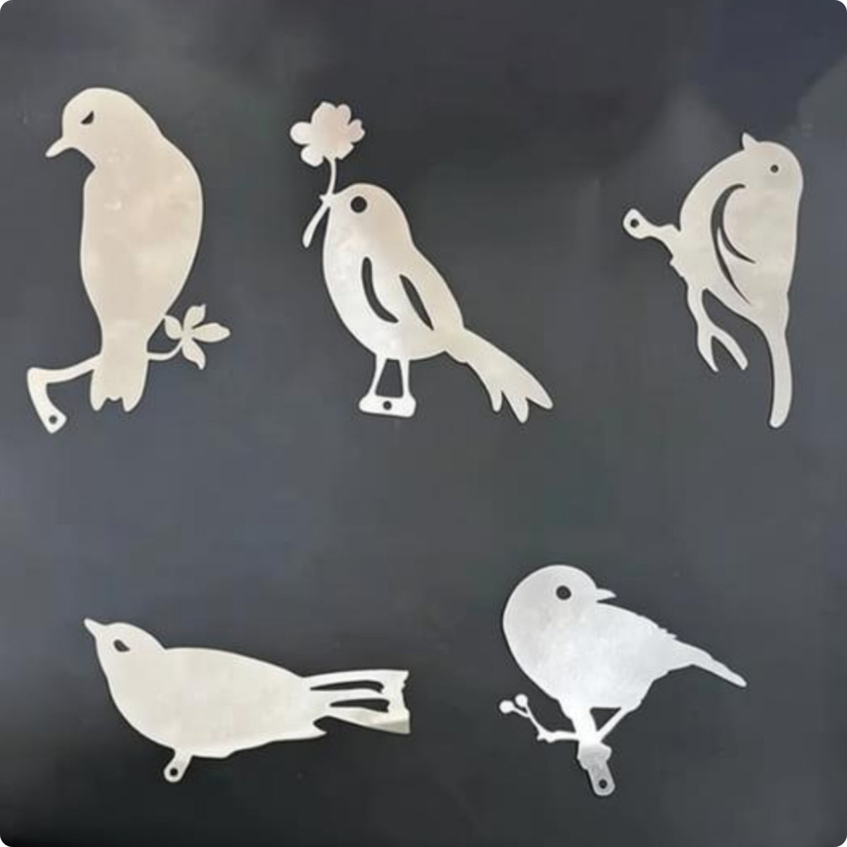 5 Pieces Metal Bird Outline Painted Finish Bird Cutout Set Nature-Inspired