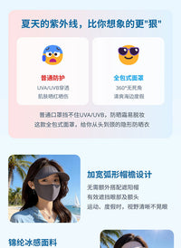 夏季防晒面罩带帽檐一体护颈骑行脸基尼遮阳防紫外线冰丝防晒口罩