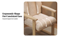 Upholstered Wood-Frame Chair Ergonomic rear supportrest Upholstered Armchair for Readers