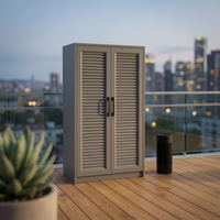 2-Door Storage Cabinet Waterproof Freestanding Metal Shoe Locker Sun-Resistant robustDuty for Gardeners, Families, Balcony