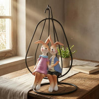 Swing Rabbit Ornament Painted Details Creature Sculpture Decorative