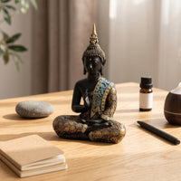 Thai Meditating Buddha Figurine Spiritual Buddha Figurine Resin Decor Ornate for Meditation Corner, Home Altar, Entryway, Living Room