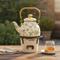 Floral Enamel Teapot Induction Compatible Enamel Kettle for Gas Cooktop