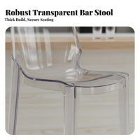 Clear rearrest Bar Stool Nordic & design Counter Chair Transparent rear Easy to Clean for Homeowners, Restaurant Owners, Lounge